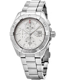 Tag Heuer Aquaracer Automatic Chronograph White Dial Silver Steel Strap Watch for Men - CAY2111.BA0927