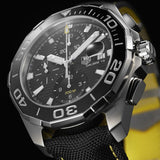 Tag Heuer Aquaracer Jam Tangan Chronograph Otomatis Black Dial Black Nylon Strap untuk Pria - CAY211A.FC6361
