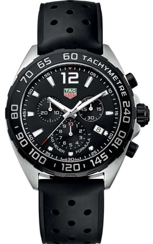 Tag Heuer Formula 1 Black Dial Black Leather Strap Watch for Men - CAZ1010.FT8024