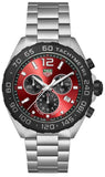 Tag Heuer Formula 1 Quartz Chronograph Red Dial Silver Steel Strap Watch for Men - CAZ101AN.BA0842