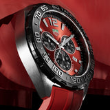 Tag Heuer Formula 1 Chronograph 41mm Red Dial Red Rubber Strap Watch for Men - CAZ101AN.FT8055