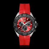 Tag Heuer Formula 1 Chronograph 41mm Red Dial Red Rubber Strap Watch for Men - CAZ101AN.FT8055