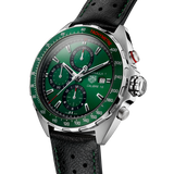 Tag Heuer Formula 1 Kaliber 16 Kronograf Otomatis Jam Tangan Tali Kulit Hitam Dial Hijau untuk Pria - CAZ2016.FC6473