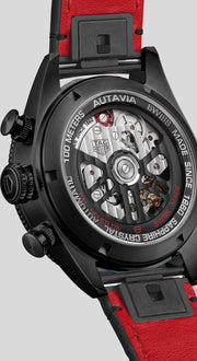 Tag Heuer Autavia Chronometer Flyback Chronograph Black Dial Black Leather Strap Watch for Men - CBE511C.FC8280