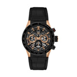 Tag Heuer Carrera Automatic Chronograph Steel & Gold Dial Black Leather Strap Watch for Men - CBG2050.FC6426