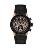 Tag Heuer Carrera Automatic Chronograph Steel & Gold Dial Black Leather Strap Watch for Men - CBG2050.FC6426