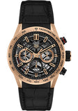 Tag Heuer Carrera Automatic Chronograph Steel & Gold Dial Black Leather Strap Watch for Men - CBG2051.FC6426