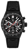 Tag Heuer Carrera Chronograph Steel & Ceramic Black Dial Black Rubber Strap Watch for Men - CBG2090.FT6145