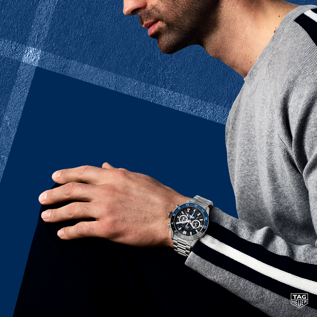 Tag Heuer Carrera Chronograph Blue Dial Silver Steel Strap Watch for Men