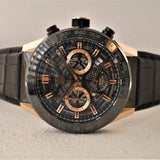 Tag Heuer Carrera Automatic Chronograph Steel & 18K Gold Dial Black Leather Strap Watch for Men - CBG2A50.FC6450