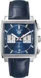 Tag Heuer Monaco Automatic Chronograph Blue Dial Blue Leather Strap Watch for Men - CBL2111.FC6453