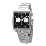 Tag Heuer Monaco Automatic Chronograph Black Dial Silver Steel Strap Watch for Men - CBL2113.BA0644