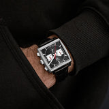 Tag Heuer Monaco Automatic Chronograph Black Dial Black Leather Strap Watch for Men - CBL2113.FC6177