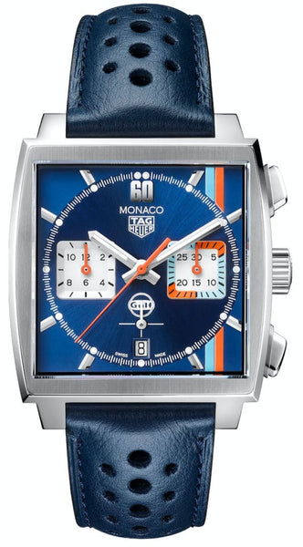 Tag Heuer Monaco Gulf Automatic Chronograph Blue Dial Blue Leather