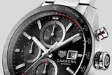 Tag Heuer Carrera Automatic Chronograph Black Dial Silver Steel Strap Watch for Men - CBM2110.BA0651