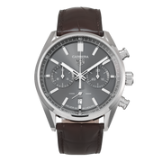 Tag Heuer Carrera Chronograph Grey Dial Brown Leather Strap Watch for Men - CBN2012.FC6483