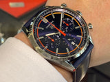 Tag Heuer Carrera Chronograph Blue Dial Blue Leather Strap Watch for Men - CBN201D.FC6543