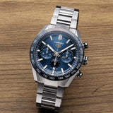 Tag Heuer Carrera Chronograph Blue Dial Silver Steel Strap Watch for Men - CBN2A1A.BA0643