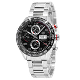 Tag Heuer Carrera Chronograph Black Dial Silver Steel Strap Watch for Men - CBN2A1AA.BA0643