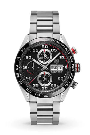 Tag Heuer Carrera Chronograph Black Dial Silver Steel Strap Watch for Men - CBN2A1AA.BA0643