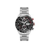 Tag Heuer Carrera Chronograph Black Dial Silver Steel Strap Watch for Men - CBN2A1AA.BA0643