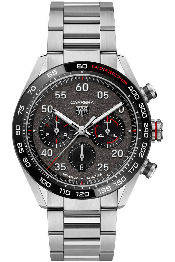 Tag Heuer Carrera Porsche Chronograph Grey Dial Silver Steel Strap Watch for Men - CBN2A1F.BA0643