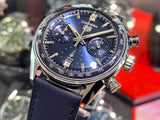 Tag Heuer Carrera Chronograph Blue Dial Blue Leather Strap Watch for Men - CBS2212.FC6535