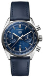 Tag Heuer Carrera Chronograph Blue Dial Blue Leather Strap Watch for Men - CBS2212.FC6535