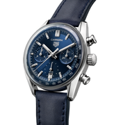 Tag Heuer Carrera Chronograph Blue Dial Blue Leather Strap Watch for Men - CBS2212.FC6535