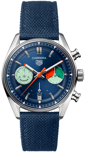 Tag Heuer Carrera Skipper Automatic Chronograph Blue Dial Blue Nylon Strap Watch for Men - CBS2213.FN6002