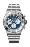 Breitling Chronomat B01 42 Six Nations France Blue Dial Silver Steel Strap Watch for Men - AB0134A81C1A1