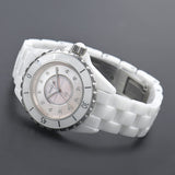 Chanel J12 Quartz Diamonds Pink Dial White Steel Strap Watch for Women - J12 H5513