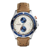Fossil Wakefield Chronograph Cream Dial Brown Leather Strap Watch for Men - CH2951