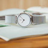 Calvin Klein Minimal White Dial Silver Mesh Bracelet Watch for Women - K3M2312Y