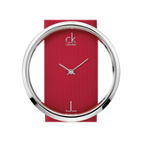 Calvin Klein Glam Transparent Dial Red Leather Strap Watch for Women - K9423144