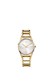 Calvin Klein Stately Silver Dial Gold Steel Strap Watch for Women - K3G23526