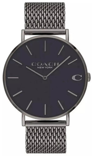 Coach Charles Black Dial Grey Mesh Bracelet Watch for Men - 14602145