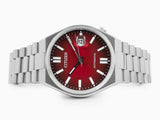 Citizen Tsuyosa Automatic Red Dial Silver Steel Strap Watch For Men - NJ0150-56W