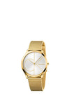 Calvin Klein Minimal White Dial Gold Mesh Bracelet Watch for Men - K3M21526