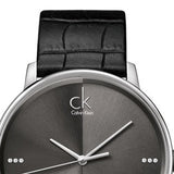 Calvin Klein Accent Black Dial Black Leather Strap Watch for Men - K2Y2X1CU