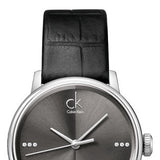 Calvin Klein Grey Dial Black Leather Strap Watch for Women - K2Y2Y1CU