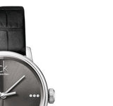 Calvin Klein Grey Dial Black Leather Strap Watch for Women - K2Y2Y1CU