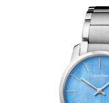 Calvin Klein City Mother of Pearl Blue Dial Silver Steel Strap Watch for Women - K2G2314X