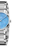 Calvin Klein City Mother of Pearl Blue Dial Silver Steel Strap Watch for Women - K2G2314X