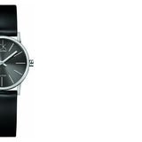 Calvin Klein Minimal Black Dial Black Leather Strap Watch for Women - K7622107