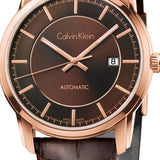 Calvin Klein Infinity Brown Dial Brown Leather Strap Watch for Men - K5S346GK