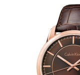 Calvin Klein Infinity Brown Dial Brown Leather Strap Watch for Men - K5S346GK