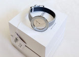 Calvin Klein Chic Silver Dial White Leather Strap Watch for Women - K7N23UP8