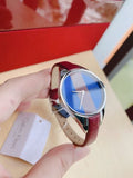 Calvin Klein Rebel Blue Maroon Dial Maroon Leather Strap Watch for Women - K8P231UN