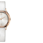 Calvin Klein Skirt White Dial White Leather Strap Watch for Women - K2U236K6